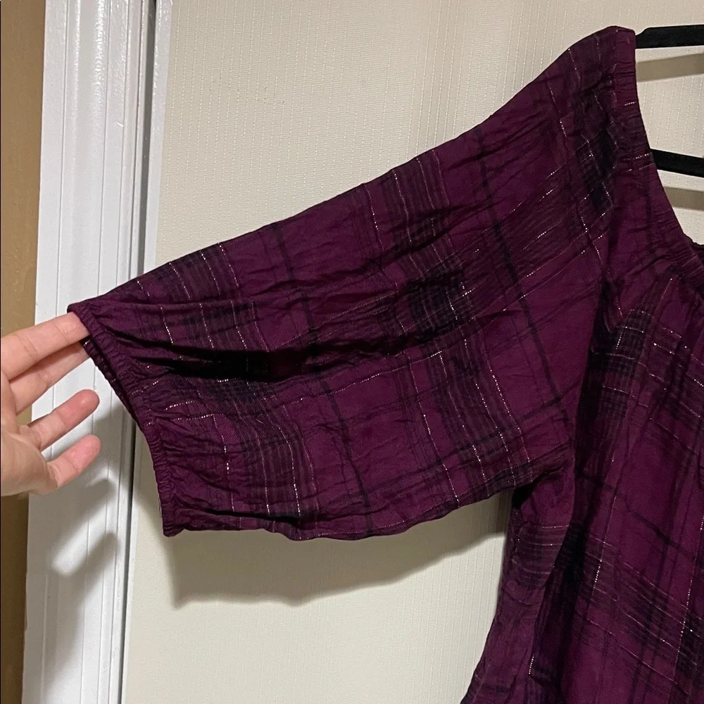 Torrid Deep Purple Plaid Blouse Size 3/ 3XL Like New Condition